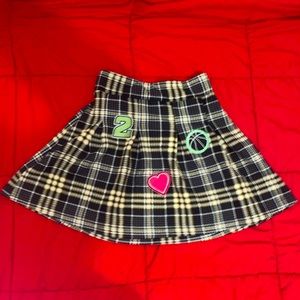 Planet Gold S stitch B&W yellow stripped skirt